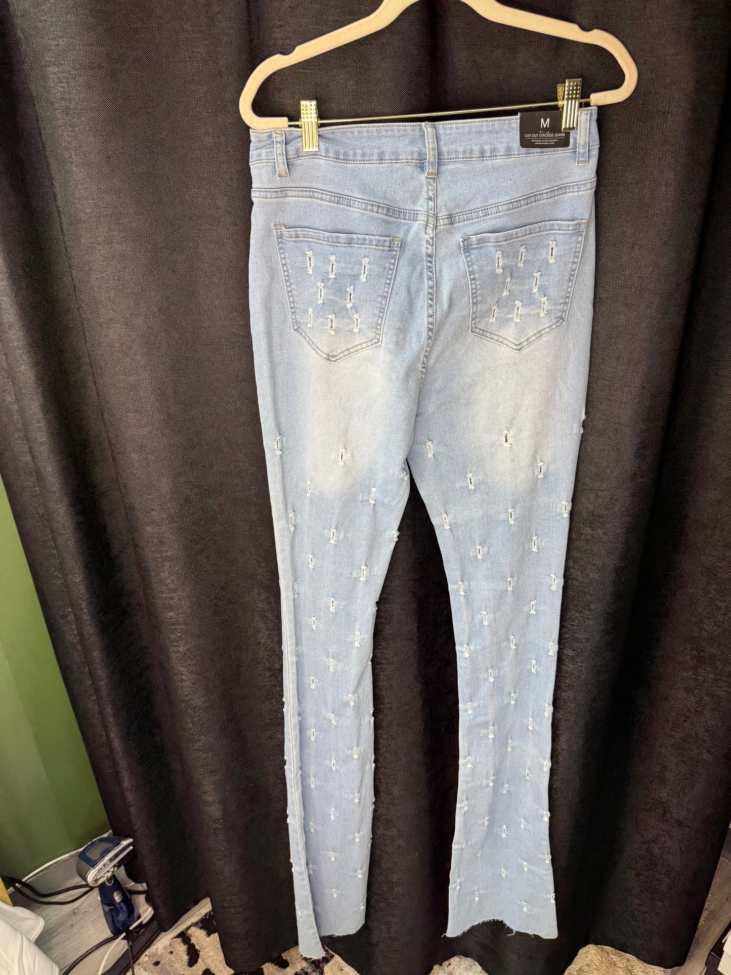 Stacked Cutout Denim Jeans