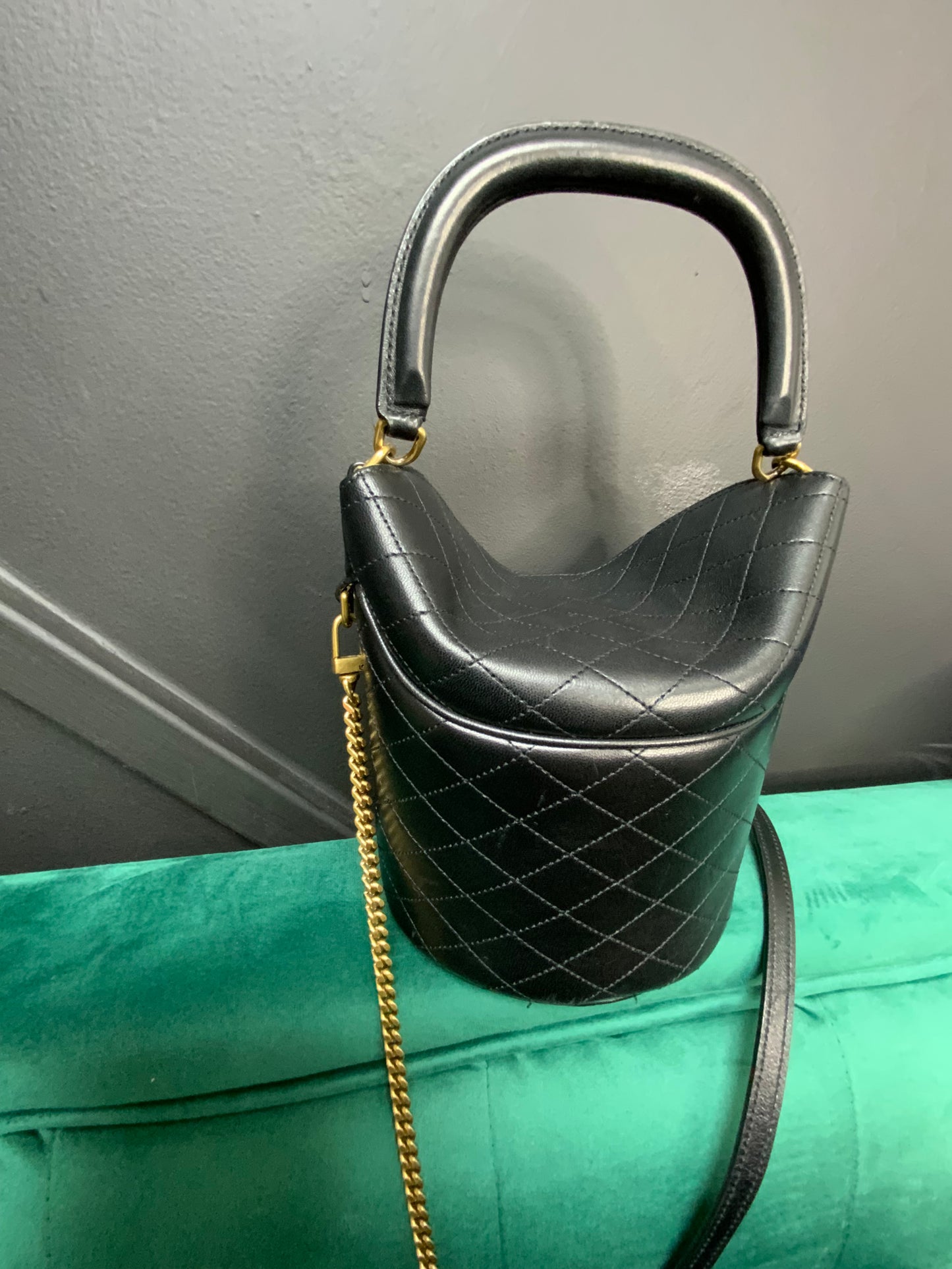 AUTHENTIC SAINT LAURENT GABY MINI LEATHER BUCKET BAG