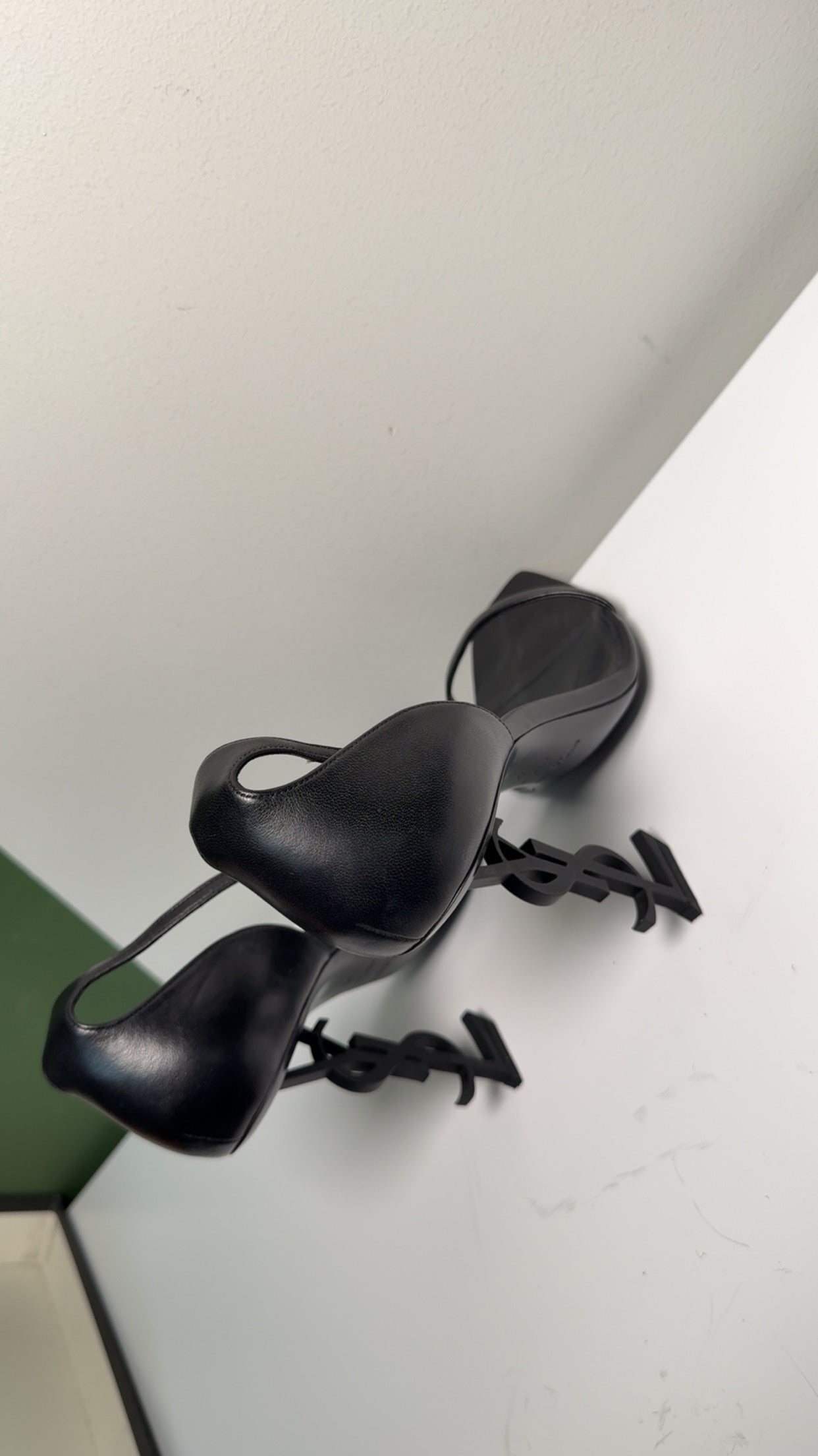 Authentic YSL Opyum Leather Black Wrap Around the Ankle with Buckle Closure SZ 41