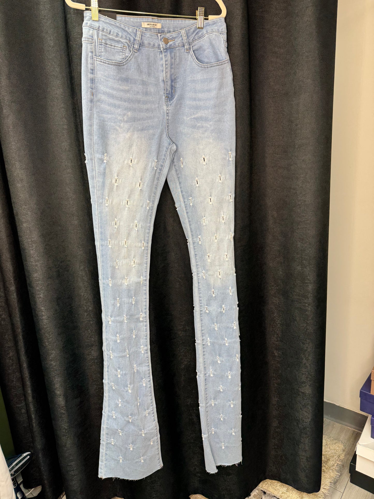 Stacked Cutout Denim Jeans