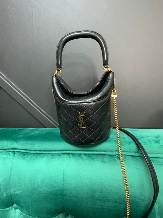 AUTHENTIC SAINT LAURENT GABY MINI LEATHER BUCKET BAG