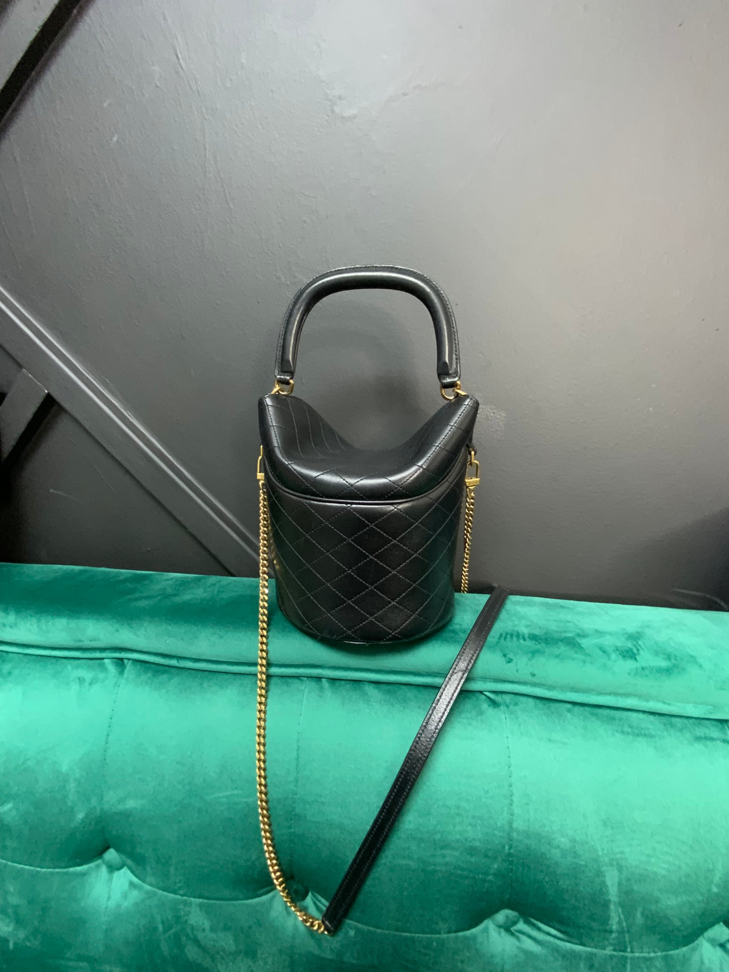 AUTHENTIC SAINT LAURENT GABY MINI LEATHER BUCKET BAG