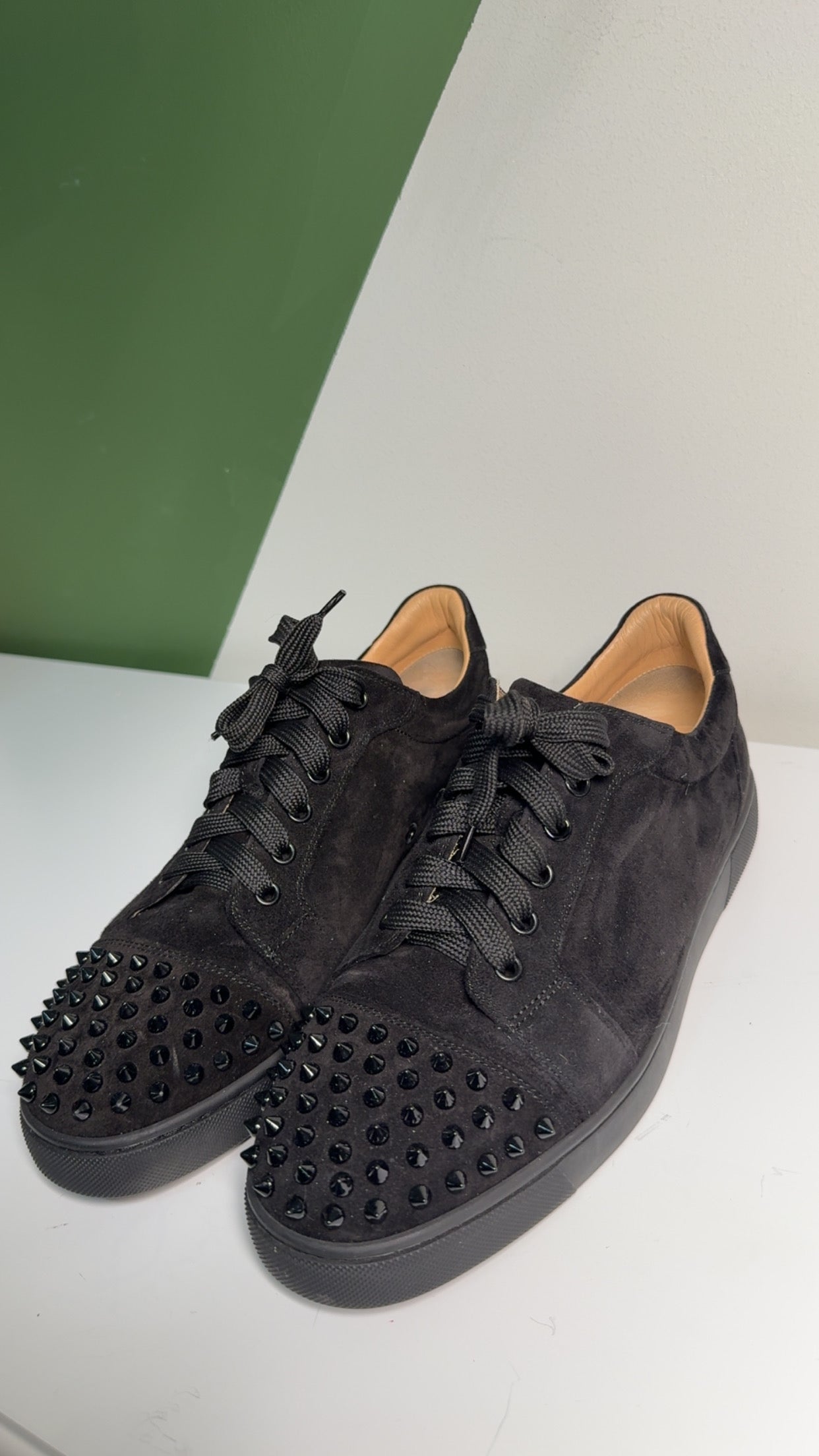 Authentic Christian Loubutin Black Sneakers with Spikes