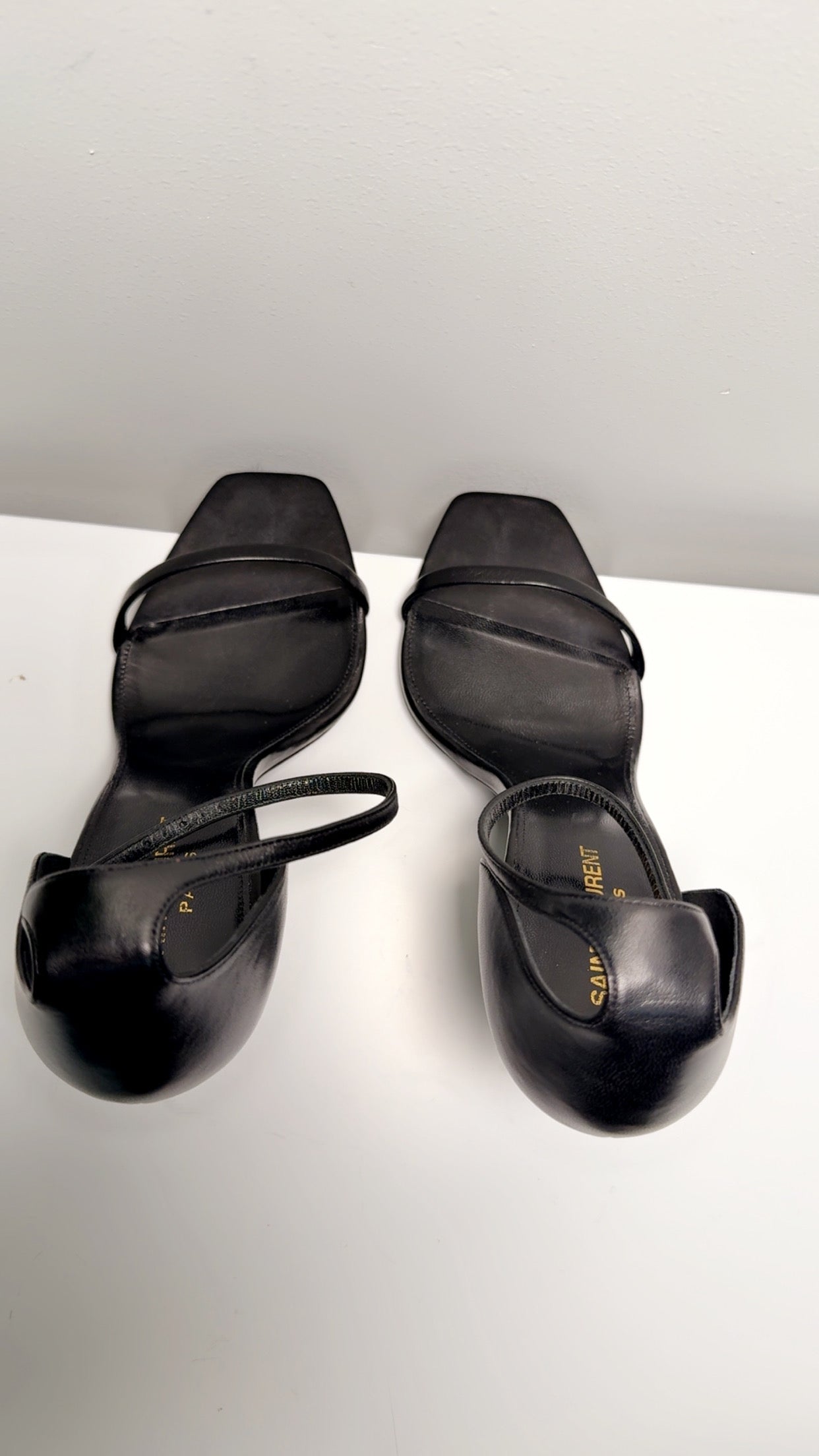 Authentic YSL Opyum Leather Black Wrap Around the Ankle with Buckle Closure SZ 41