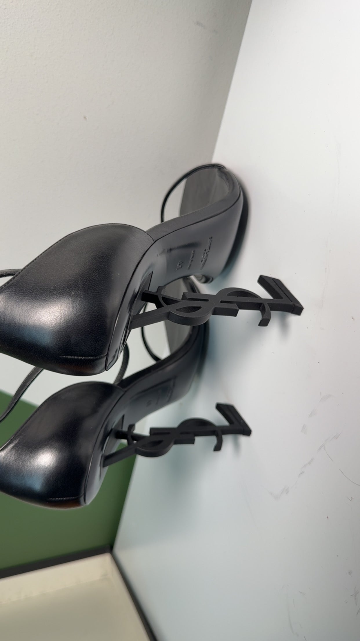 Authentic YSL Opyum Leather Black Wrap Around the Ankle with Buckle Closure SZ 41