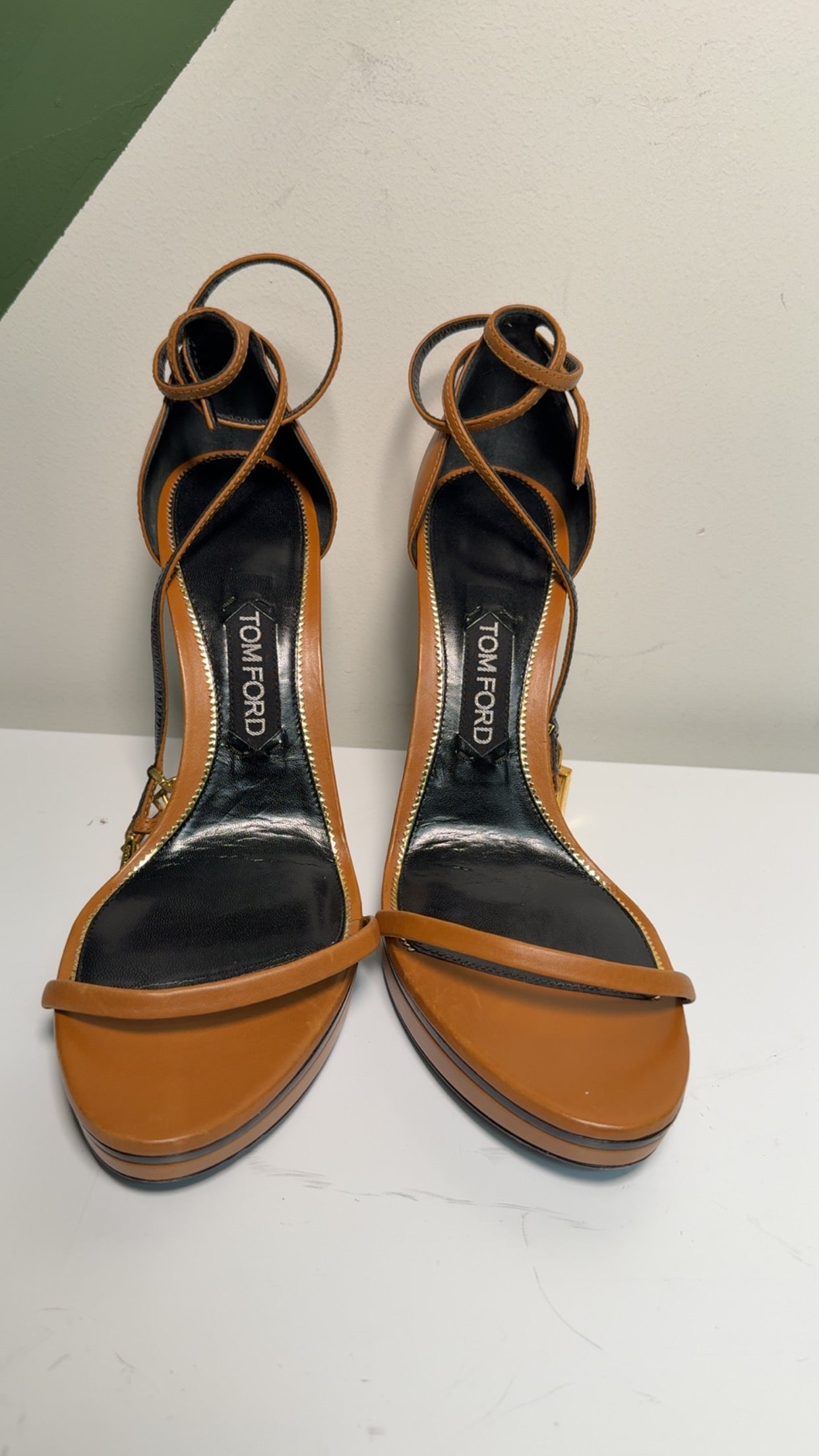 Tom Ford Platform Padlock Brown Whiskey SZ 41